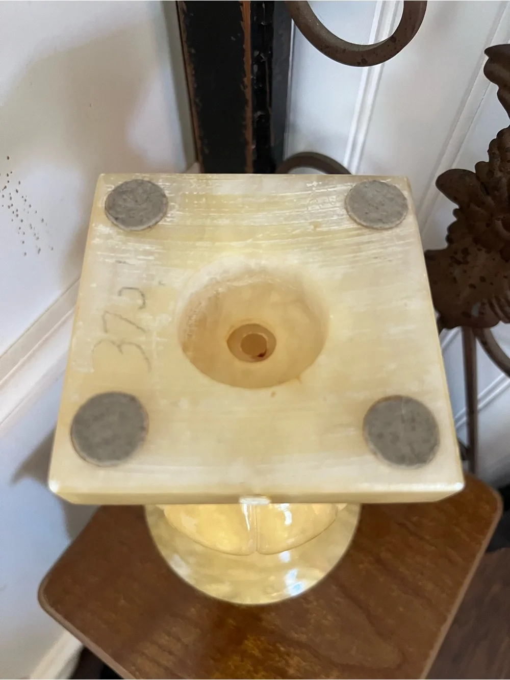 Vintage Neoclassical Alabaster Butter Yellow Urn Vase -